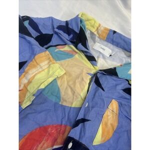 Onia Vacation Camp‎ Blue Floral Shirt Short Sleeve Button Up Men's Medium Cotton